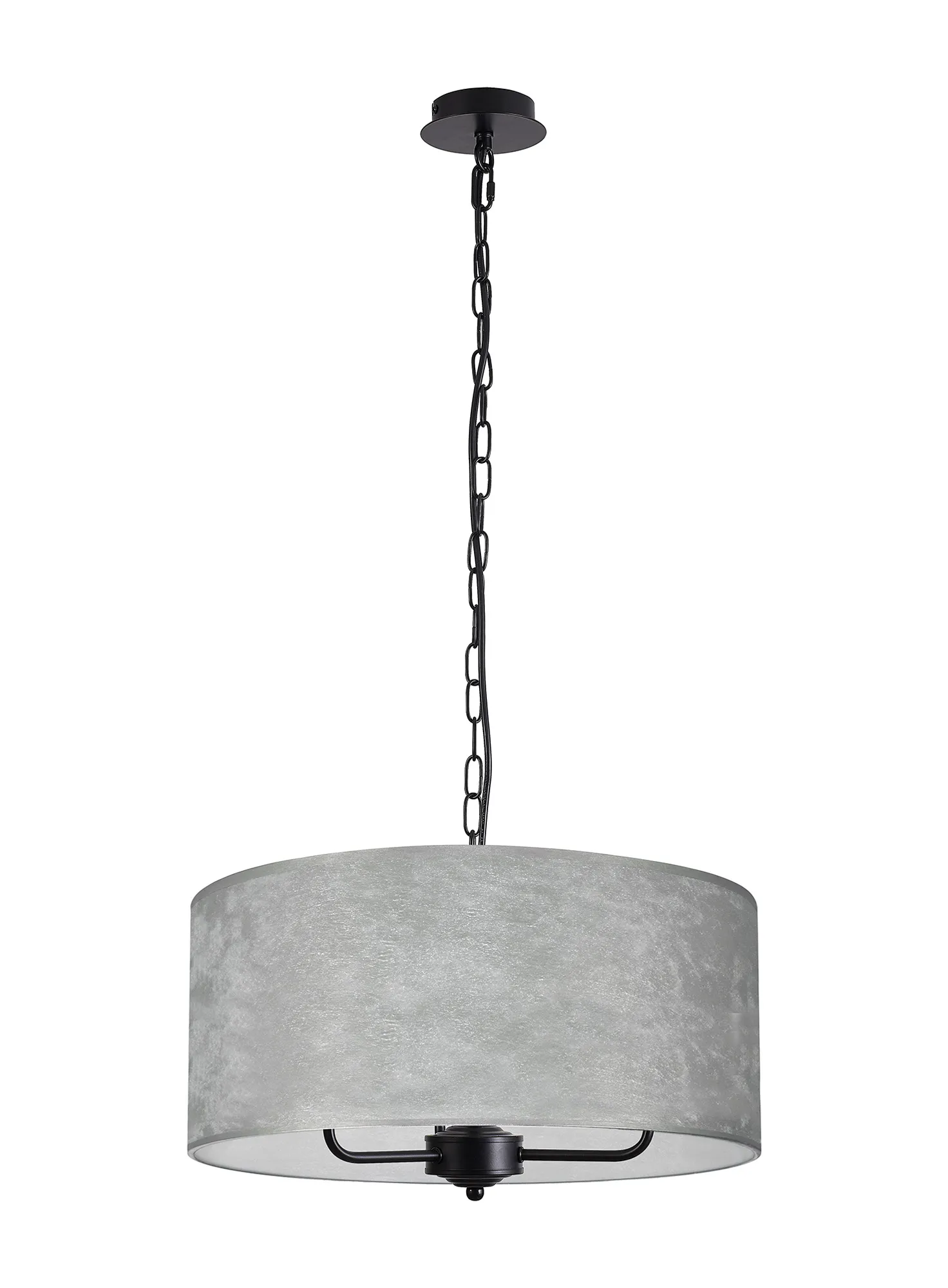 Banyan 50cm 3 Light Pendant Matt Black, Silver Leaf DK1042  Deco Banyan MB SL